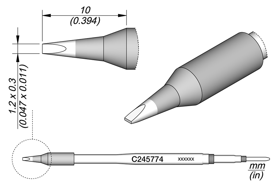 C245774 - Chisel Cartridge 1.2 x 0.3